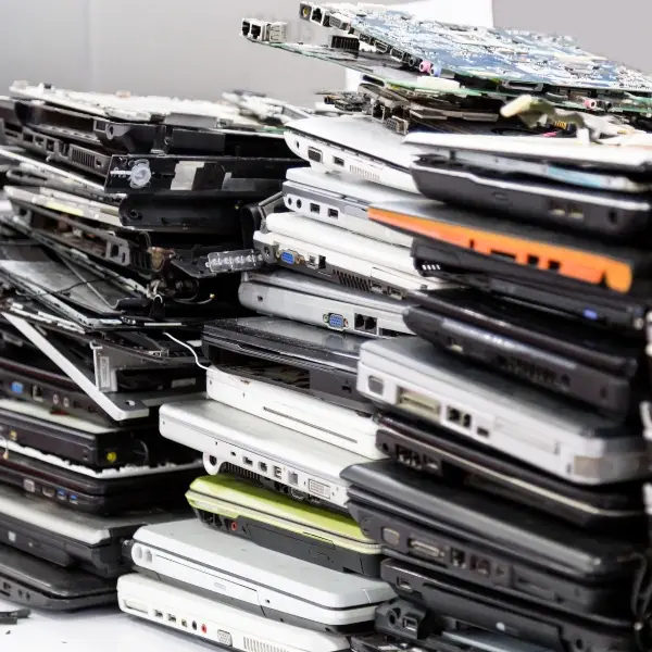 pile of broken laptops